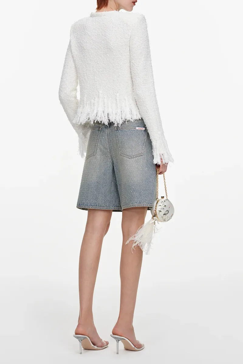 Self-Portrait Fringe Knit Cardigan | Thumbnail 5 Self-Portrait Fringe Knit Cardigan | Thumbnail 5