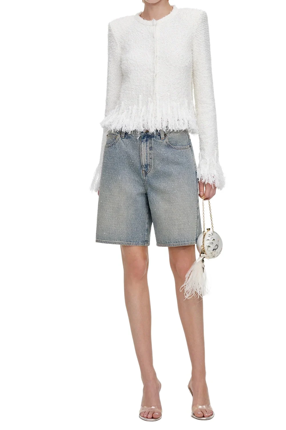 Self-Portrait Fringe Knit Cardigan