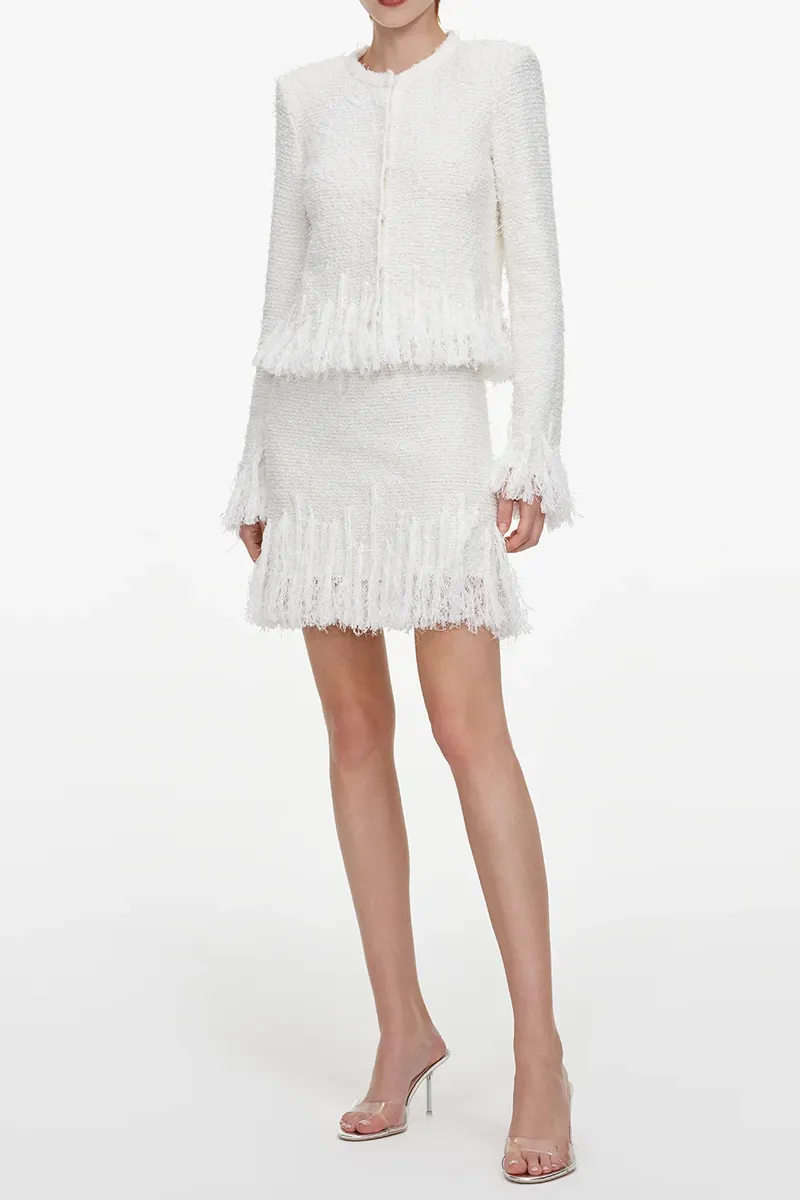 Self-Portrait Fringe Knit Mini Skirt | Thumbnail 4 Self-Portrait Fringe Knit Mini Skirt | Thumbnail 4