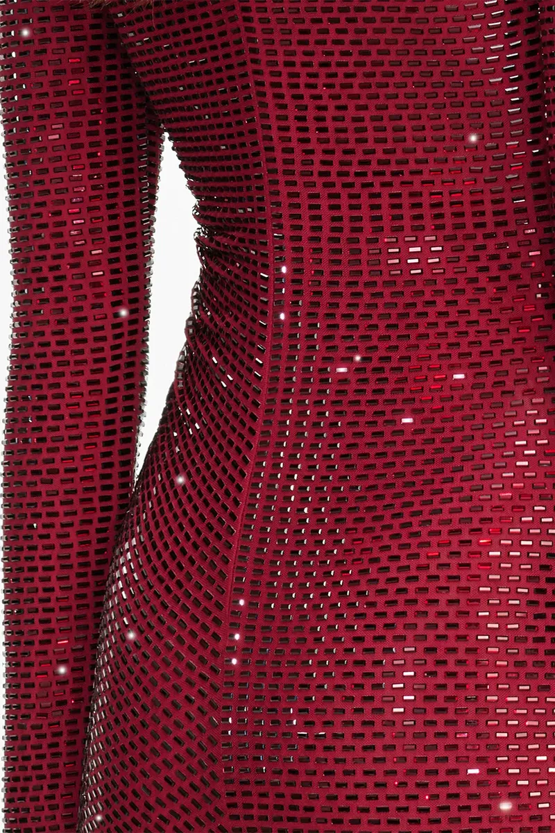 Self-Portrait Rhinestone Gathered Midi Dress | Thumbnail 3 Self-Portrait Rhinestone Gathered Midi Dress | Thumbnail 3