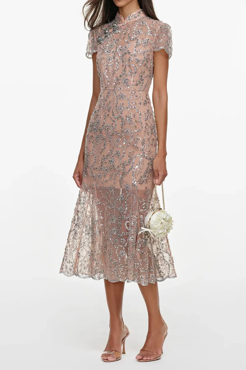Self-Portrait Sequin Embellished Midi Dress | Thumbnail 4 Self-Portrait Sequin Embellished Midi Dress | Thumbnail 4