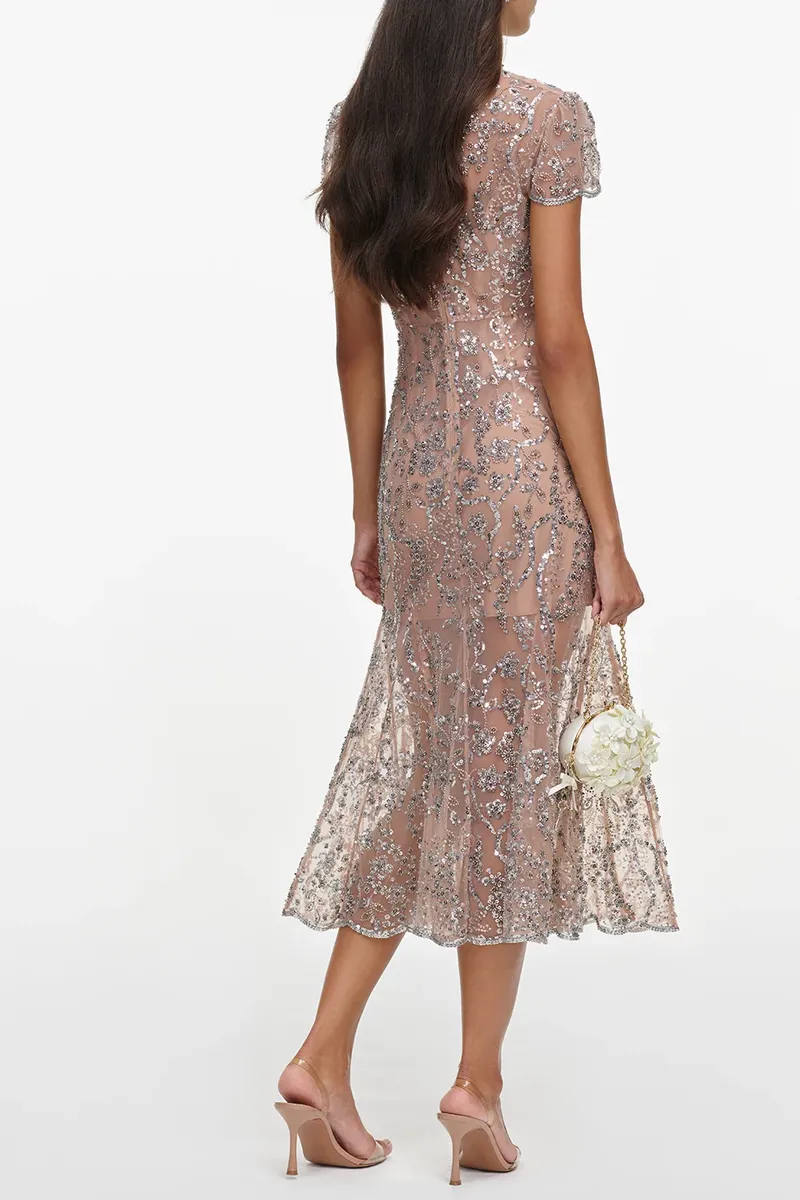 Self-Portrait Sequin Embellished Midi Dress | Thumbnail 5 Self-Portrait Sequin Embellished Midi Dress | Thumbnail 5