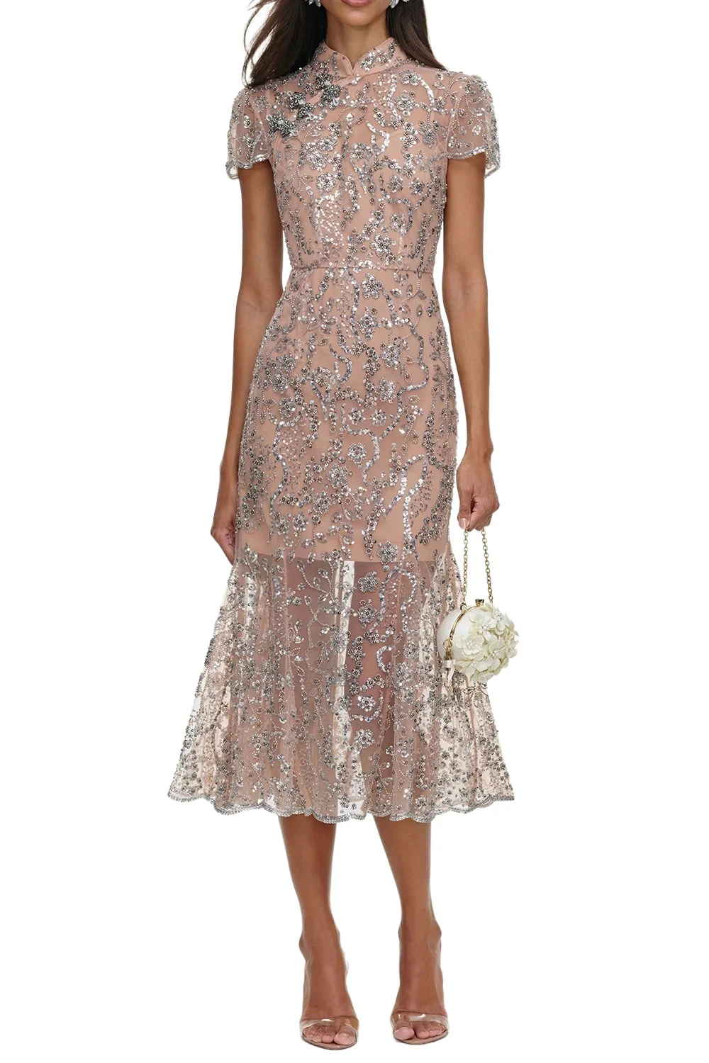 Self-Portrait Sequin Embellished Midi Dress