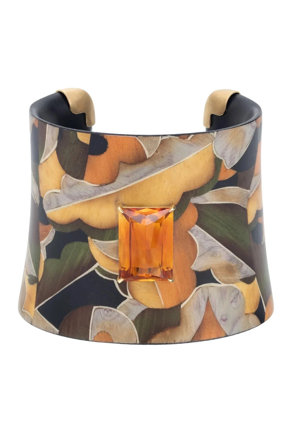 Citrine Floral Marquetry Cuff Bracelet Citrine Floral Marquetry Cuff Bracelet