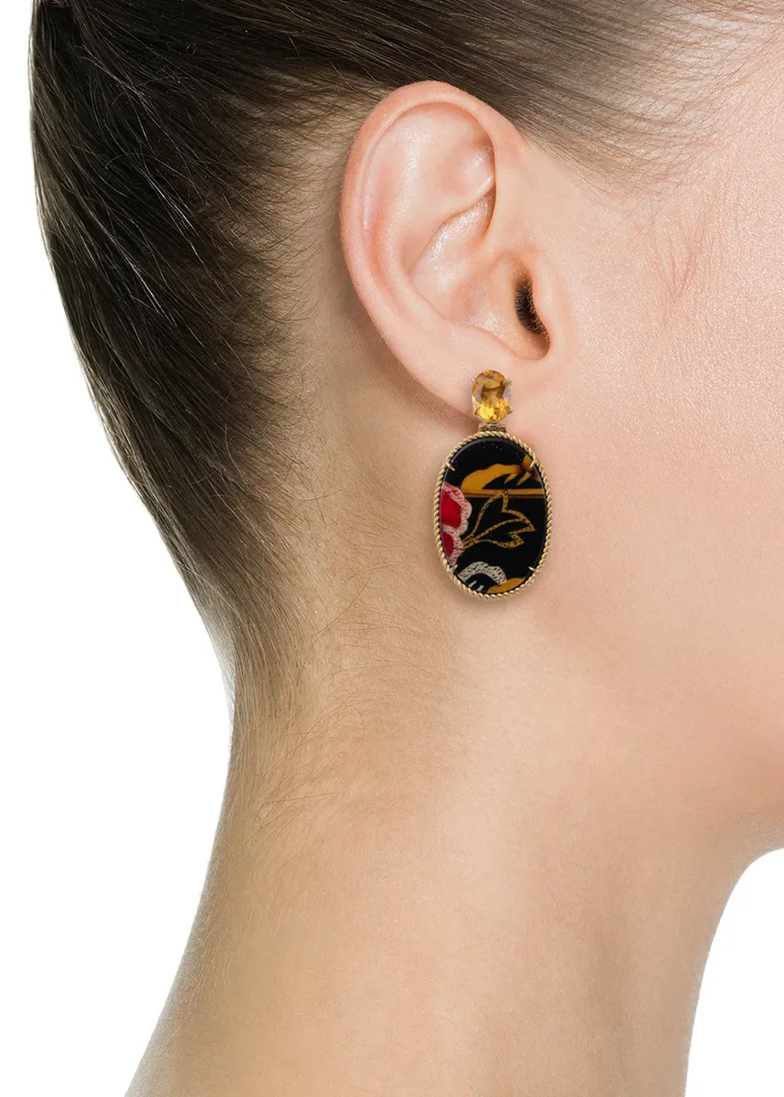 Silvia Furmanovich Diamond Citrine Tibetan Rose Print Earrings | Thumbnail 2 Silvia Furmanovich Diamond Citrine Tibetan Rose Print Earrings | Thumbnail 2