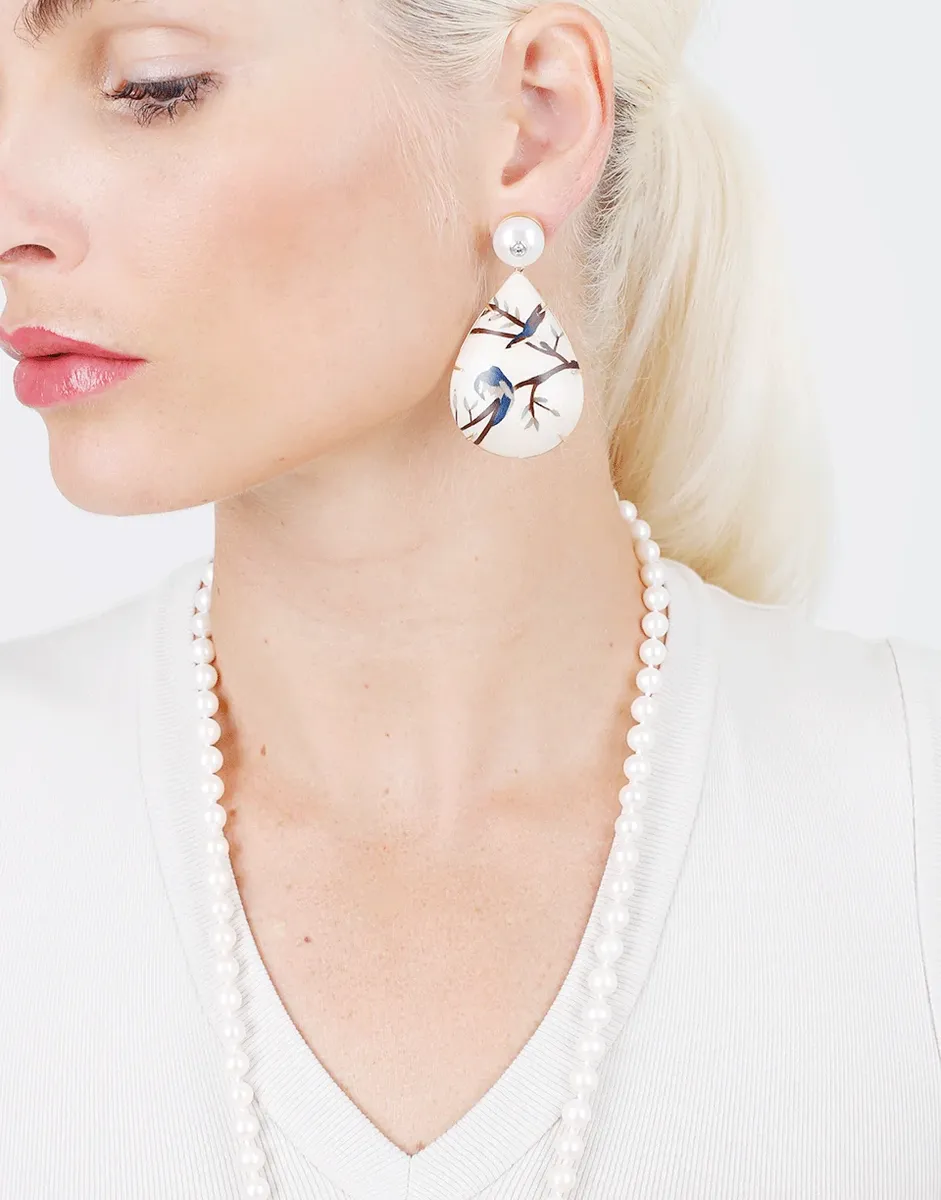 Silvia Furmanovich Pearl Ivory Marquetry Earrings | Thumbnail 2 Silvia Furmanovich Pearl Ivory Marquetry Earrings | Thumbnail 2