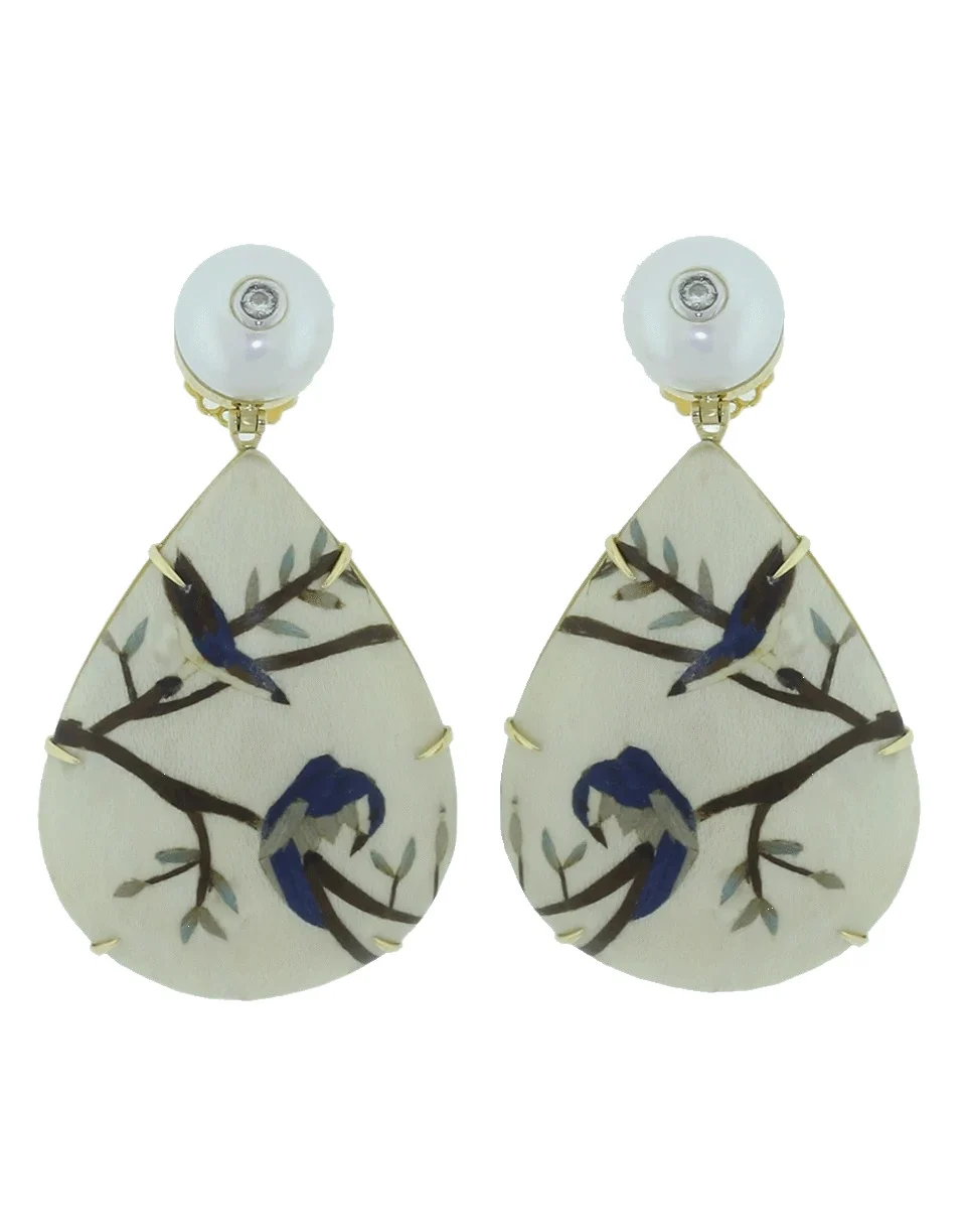 Pearl Ivory Marquetry Earrings Pearl Ivory Marquetry Earrings