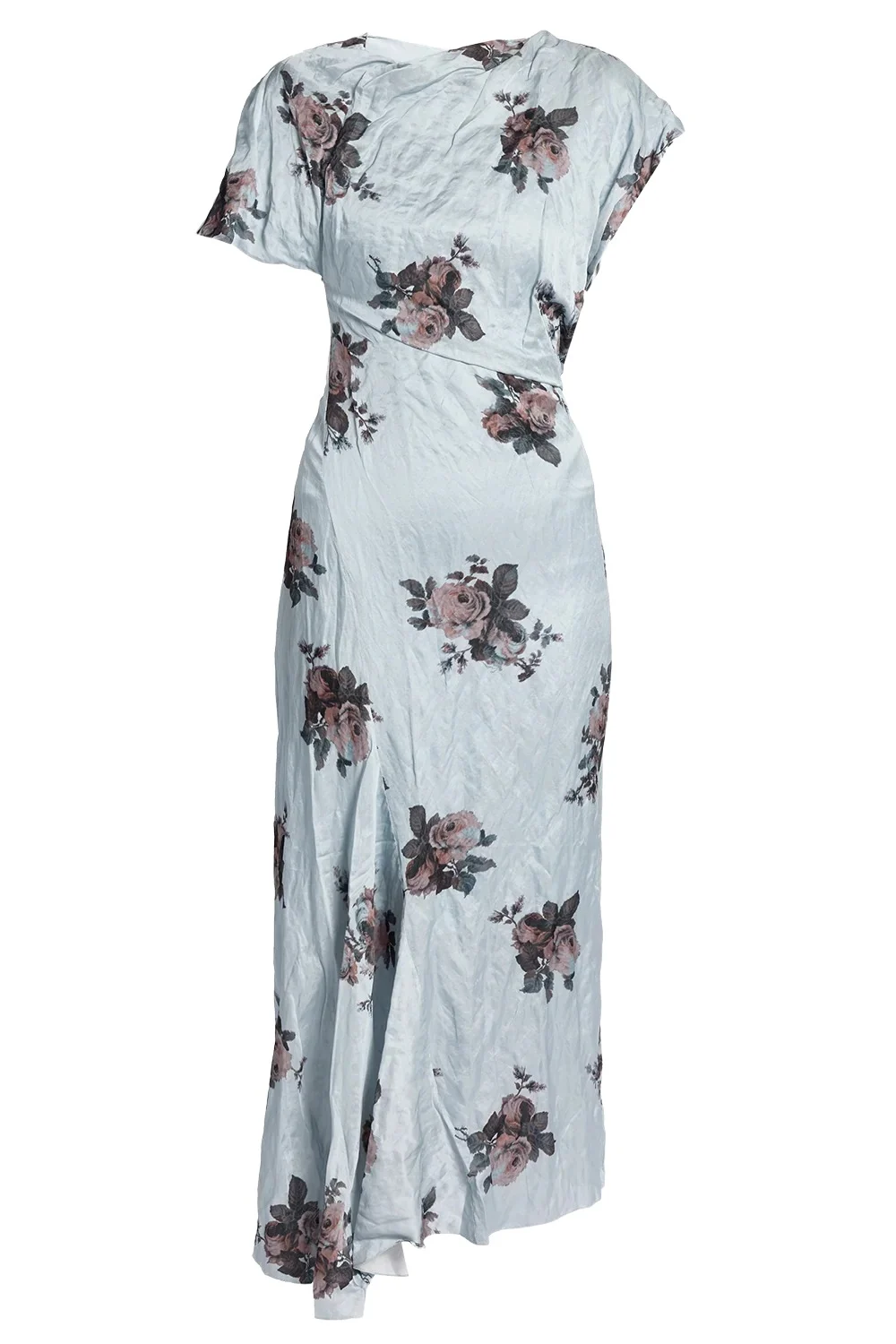 Erdem Floral Crushed Asymmetric Midi Dress