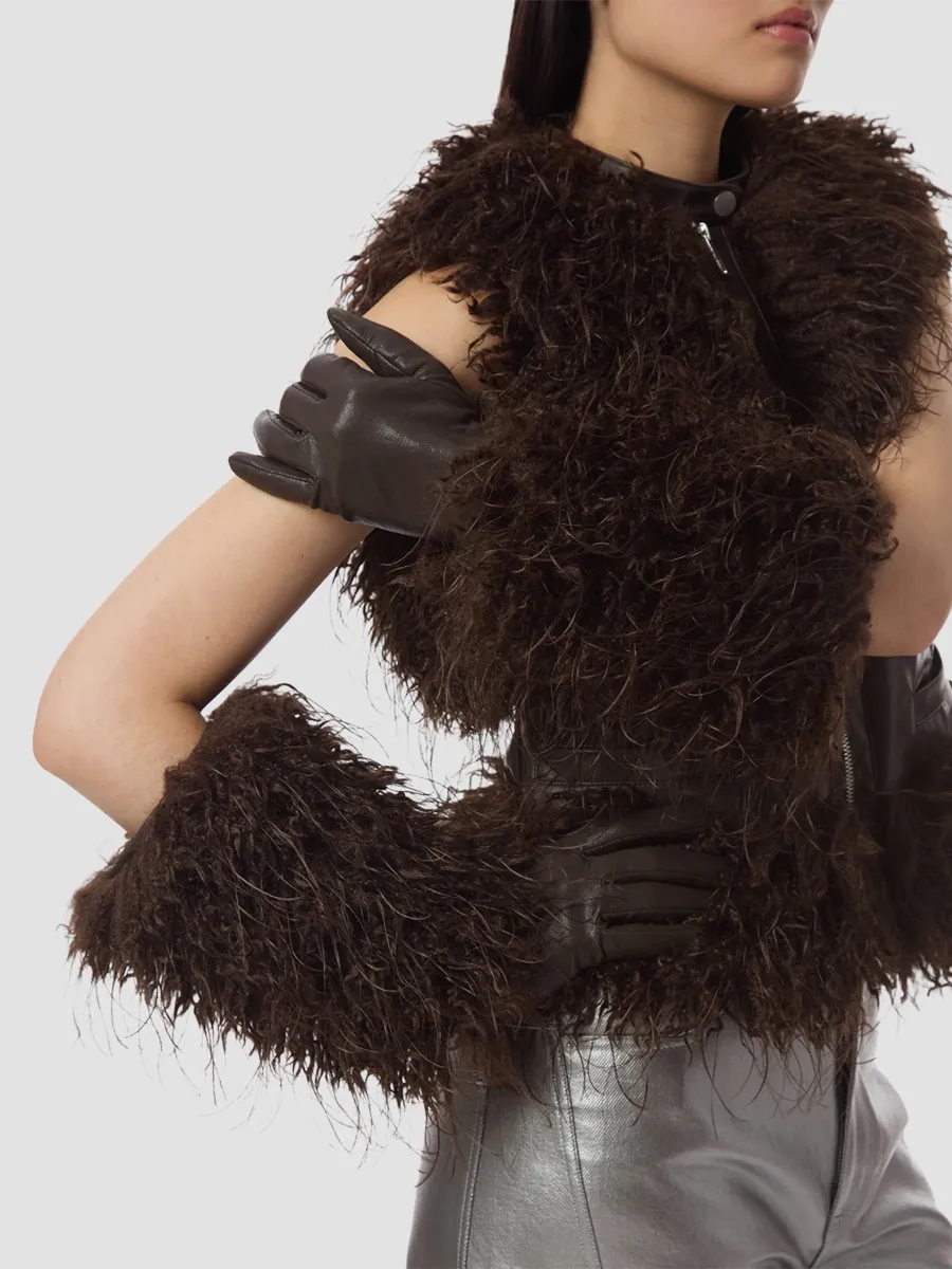 Apparis Women's Robi Mongolian Faux-Leather Gloves | Thumbnail 3