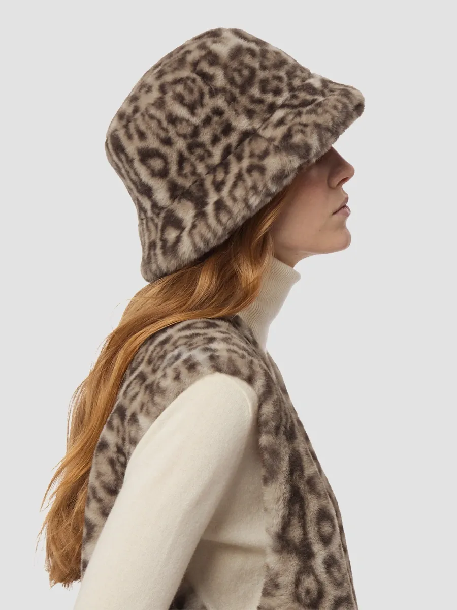 Apparis Women's Amara Pluche Faux-Leopard Fur Bucket Hat | Thumbnail 2 Apparis Women's Amara Pluche Faux-Leopard Fur Bucket Hat | Thumbnail 2