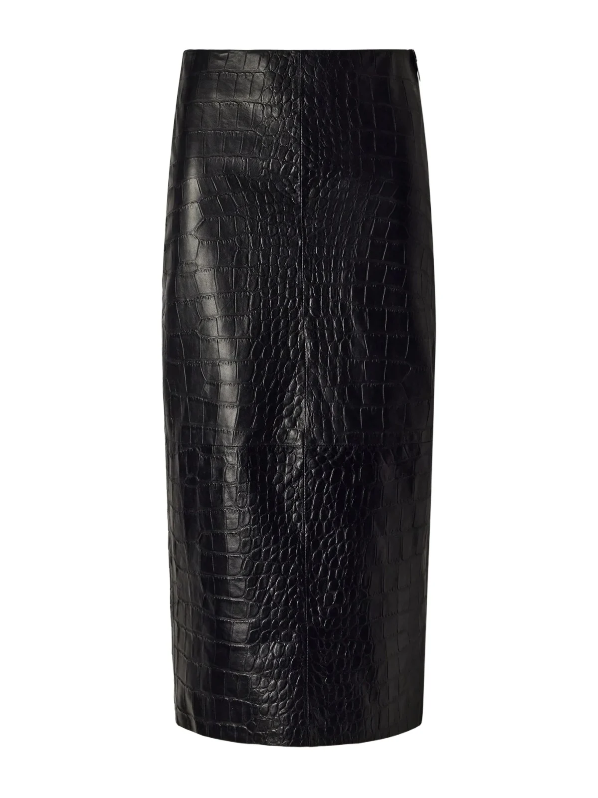 Meeka paneled croc-effect leather midi skirt