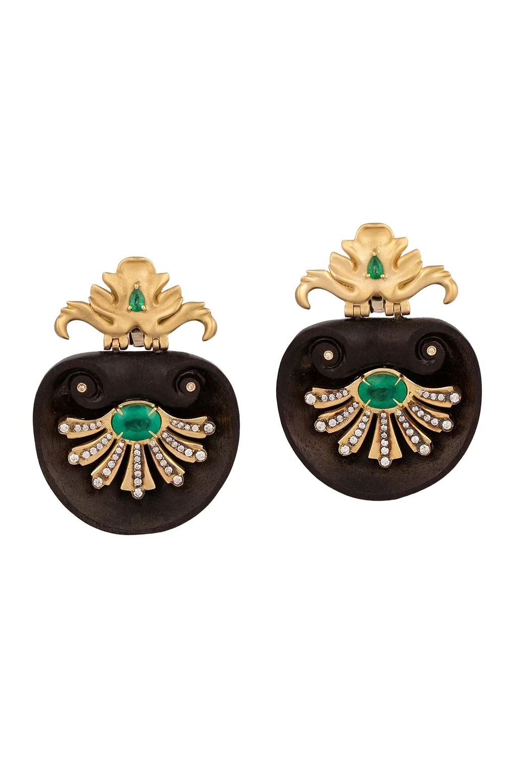Silvia Furmanovich Diamond Brauna Wood Earrings | Thumbnail 1 Silvia Furmanovich Diamond Brauna Wood Earrings | Thumbnail 1