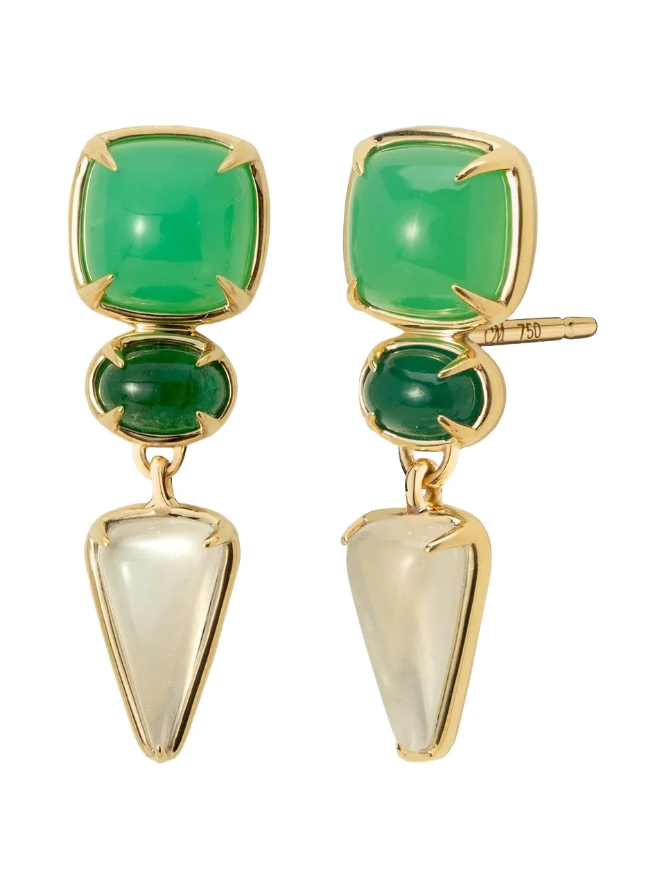 MONICA RICH KOSANN Emerald Chrysoprase Moon Earrings | Thumbnail 1 MONICA RICH KOSANN Emerald Chrysoprase Moon Earrings | Thumbnail 1