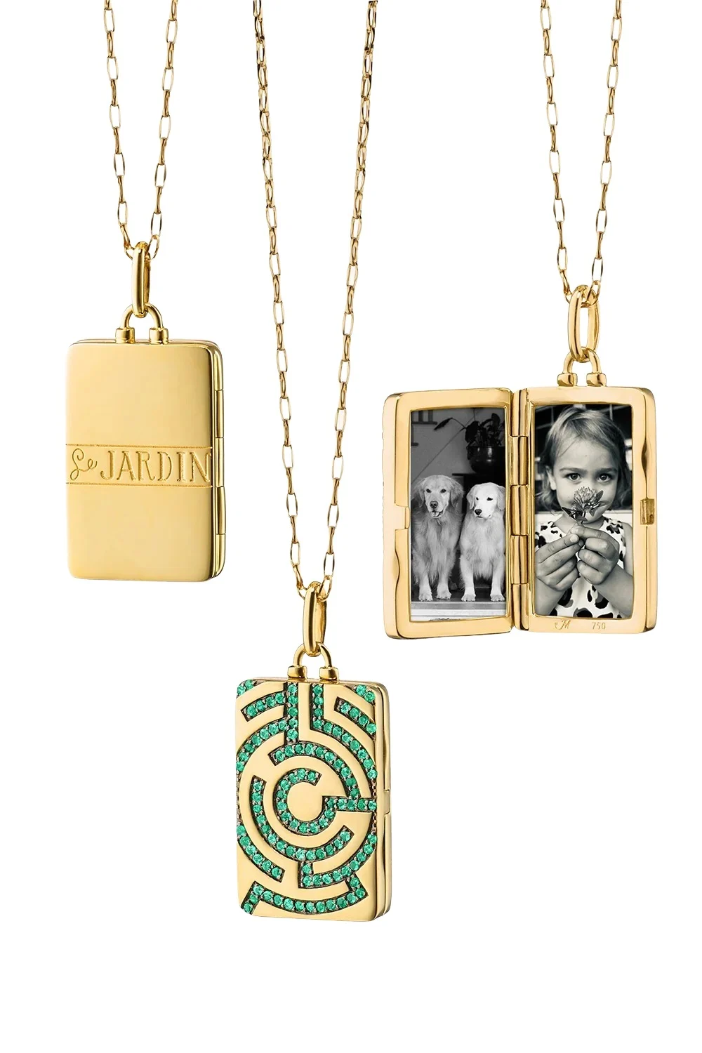 Emerald Le Jardin Garden Maze Locket Necklace Emerald Le Jardin Garden Maze Locket Necklace