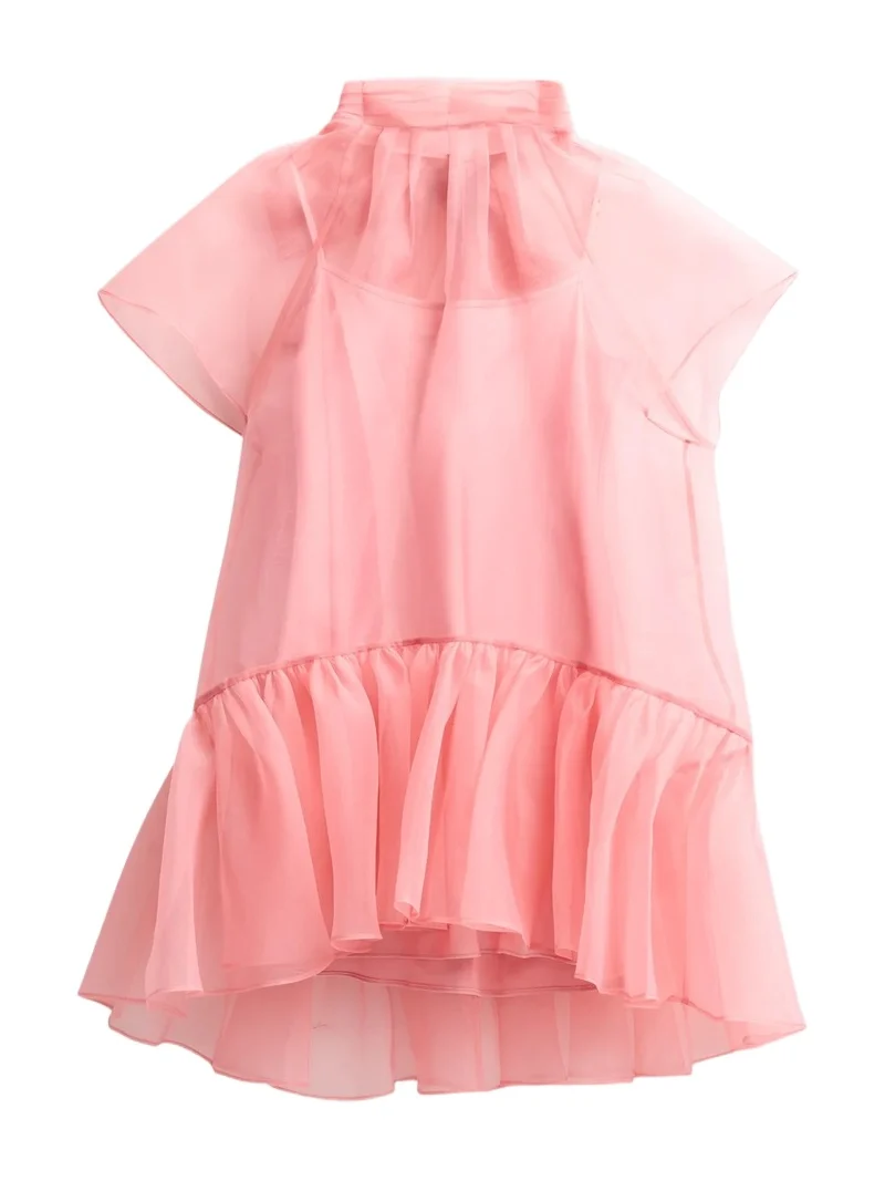 Women's Beaux Semi-Sheer Tiered Mini Dress Women's Beaux Semi-Sheer Tiered Mini Dress