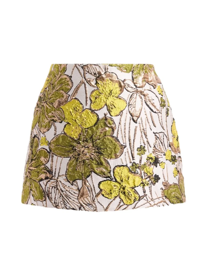 Women's Elisa Floral Jacquard A-Line Mini Skirt Women's Elisa Floral Jacquard A-Line Mini Skirt