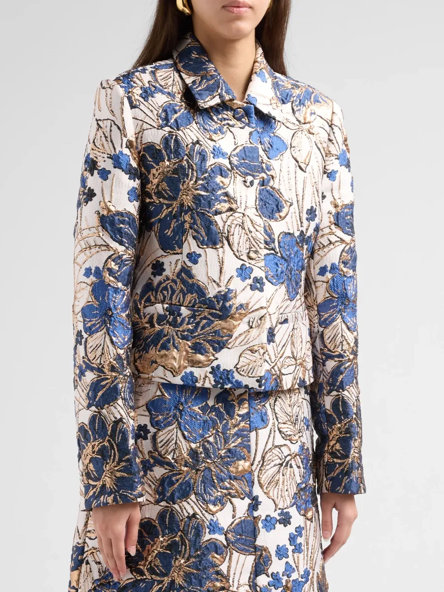 Simkhai Women's Lucia Floral Jacquard Crop Jacket | Thumbnail 4 Simkhai Women's Lucia Floral Jacquard Crop Jacket | Thumbnail 4
