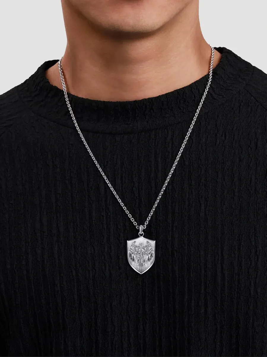 Gabriel & Co Men's Modern Relics Sterling Silver St. Michael Shield Pendant Necklace | Thumbnail 2 Gabriel & Co Men's Modern Relics Sterling Silver St. Michael Shield Pendant Necklace | Thumbnail 2