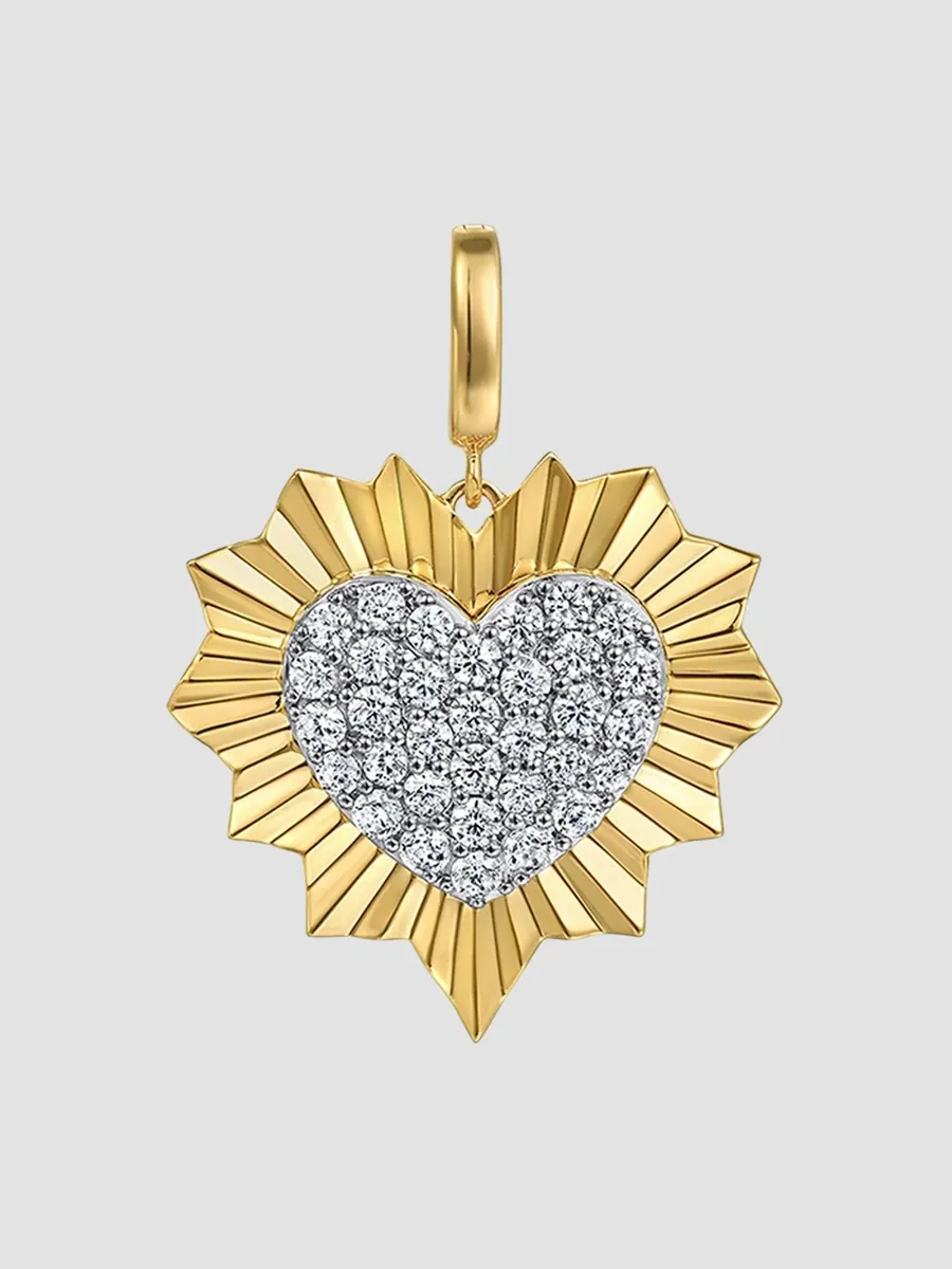 Gabriel & Co Women's Two-Tone 14K Gold & 1.05 TCW Diamond Sunburst Heart Pendant | Thumbnail 3
