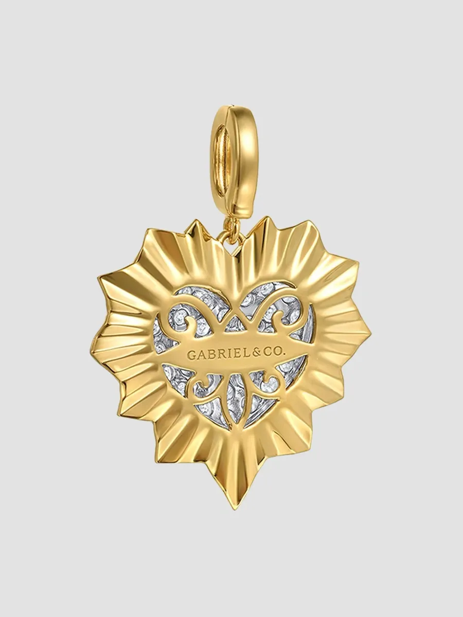 Gabriel & Co Women's Two-Tone 14K Gold & 1.05 TCW Diamond Sunburst Heart Pendant | Thumbnail 4