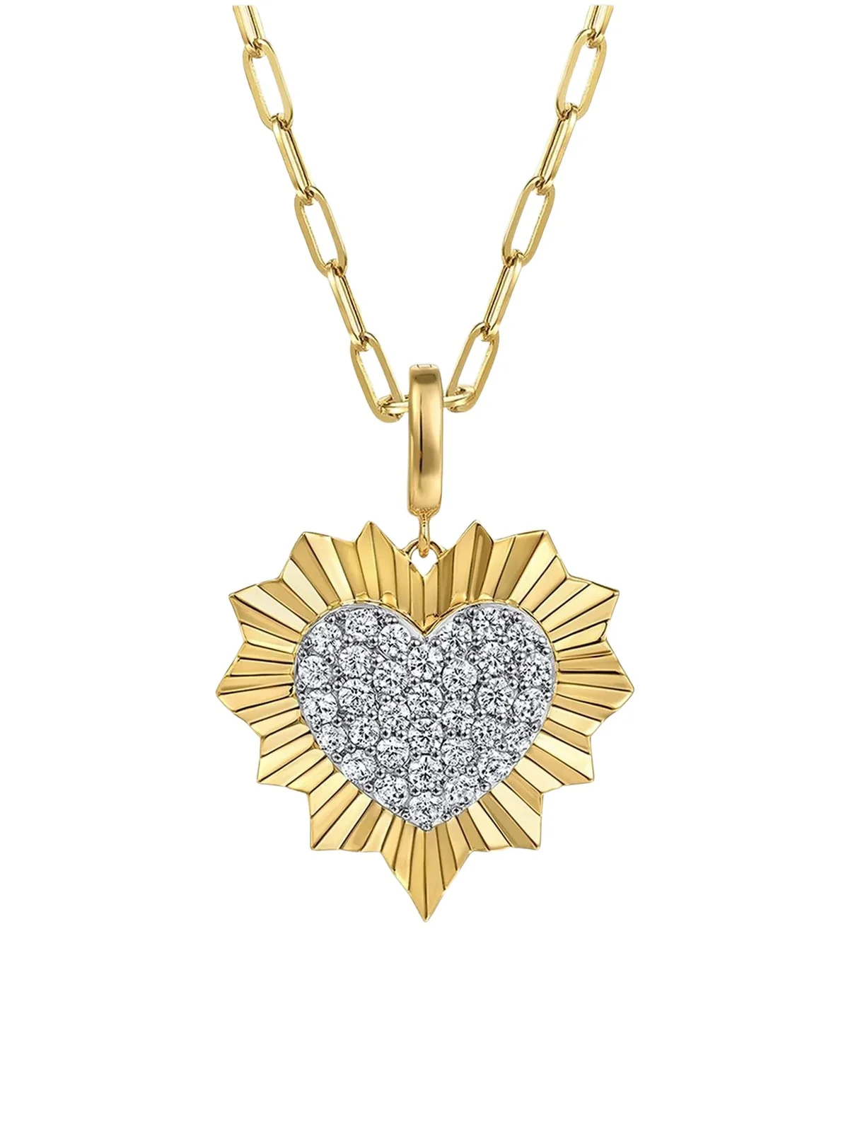 Gabriel & Co Women's Two-Tone 14K Gold & 1.05 TCW Diamond Sunburst Heart Pendant