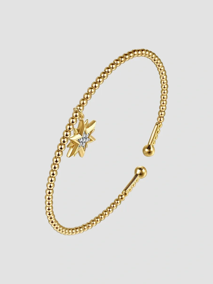 Gabriel & Co Women's Bujukan 14K Yellow Gold & 0.08 TCW Diamond Beaded Cuff | Thumbnail 2 Gabriel & Co Women's Bujukan 14K Yellow Gold & 0.08 TCW Diamond Beaded Cuff | Thumbnail 2
