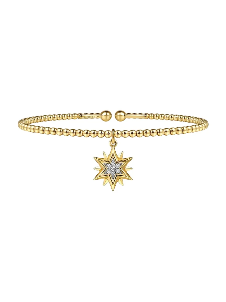 Women's Bujukan 14K Yellow Gold & 0.08 TCW Diamond Beaded Cuff Women's Bujukan 14K Yellow Gold & 0.08 TCW Diamond Beaded Cuff