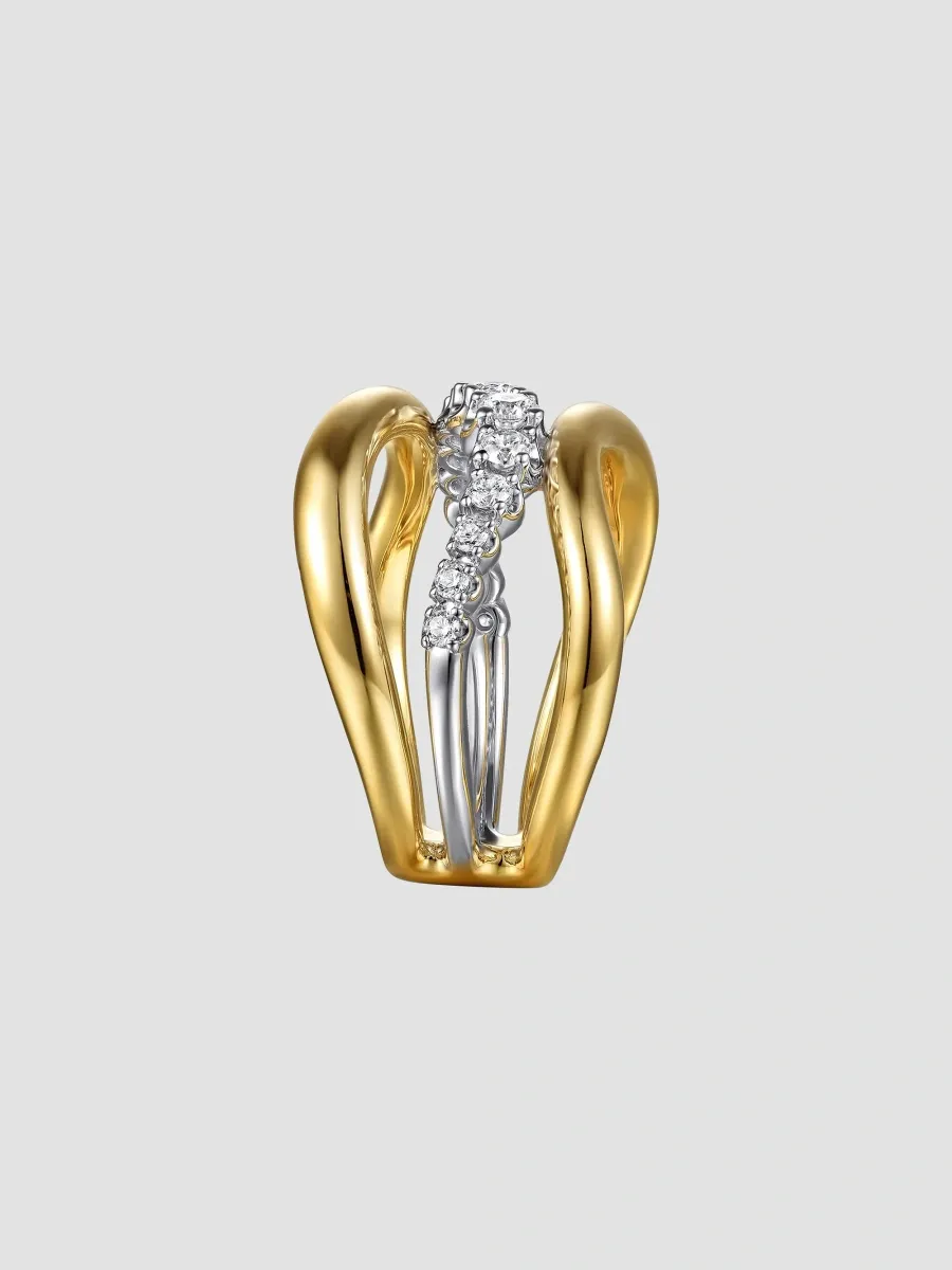 Gabriel & Co Women's Two-Tone 14K Gold & 0.35 TCW Diamond Wavy Triple-Band Ring | Thumbnail 4 Gabriel & Co Women's Two-Tone 14K Gold & 0.35 TCW Diamond Wavy Triple-Band Ring | Thumbnail 4