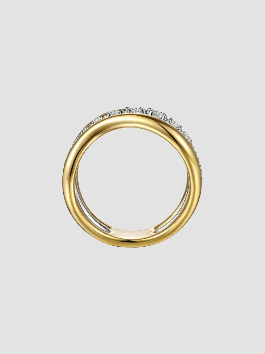 Gabriel & Co Women's Two-Tone 14K Gold & 0.35 TCW Diamond Wavy Triple-Band Ring | Thumbnail 5 Gabriel & Co Women's Two-Tone 14K Gold & 0.35 TCW Diamond Wavy Triple-Band Ring | Thumbnail 5