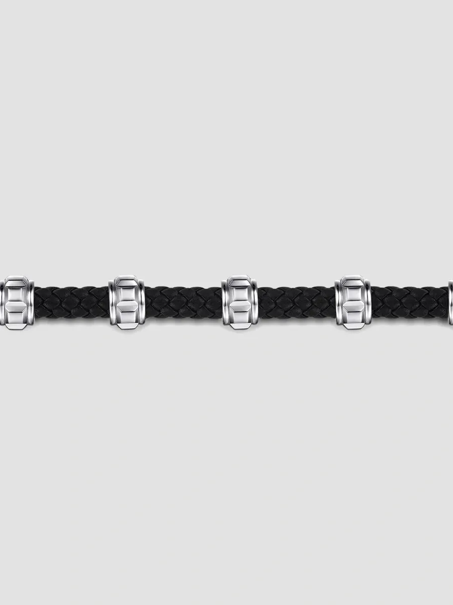 Gabriel & Co Men's Geo Braided Leather & Sterling Silver Bracelet | Thumbnail 3 Gabriel & Co Men's Geo Braided Leather & Sterling Silver Bracelet | Thumbnail 3