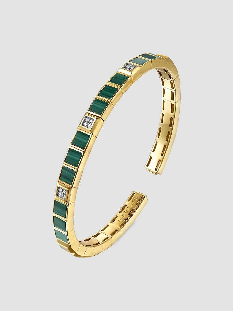 Gabriel & Co Women's 14K Yellow Gold, Malachite & 0.07 TCW Diamond Cuff | Thumbnail 3 Gabriel & Co Women's 14K Yellow Gold, Malachite & 0.07 TCW Diamond Cuff | Thumbnail 3