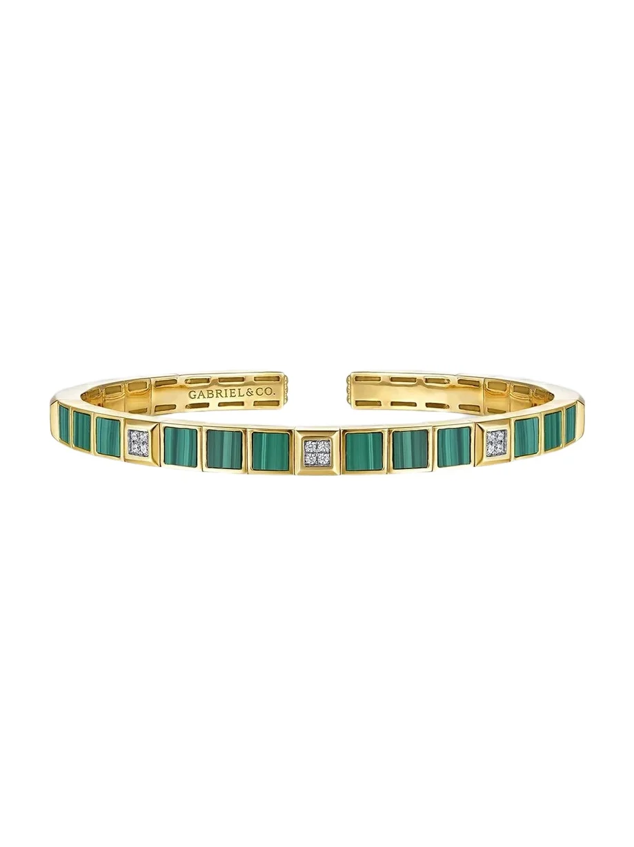 Women's 14K Yellow Gold, Malachite & 0.07 TCW Diamond Cuff Women's 14K Yellow Gold, Malachite & 0.07 TCW Diamond Cuff