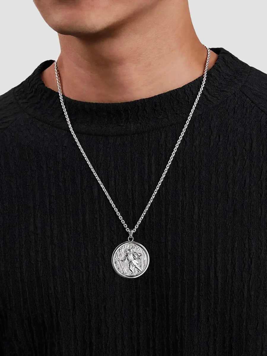 Gabriel & Co Men's Modern Relics Saint Christopher Medallion Necklace | Thumbnail 2