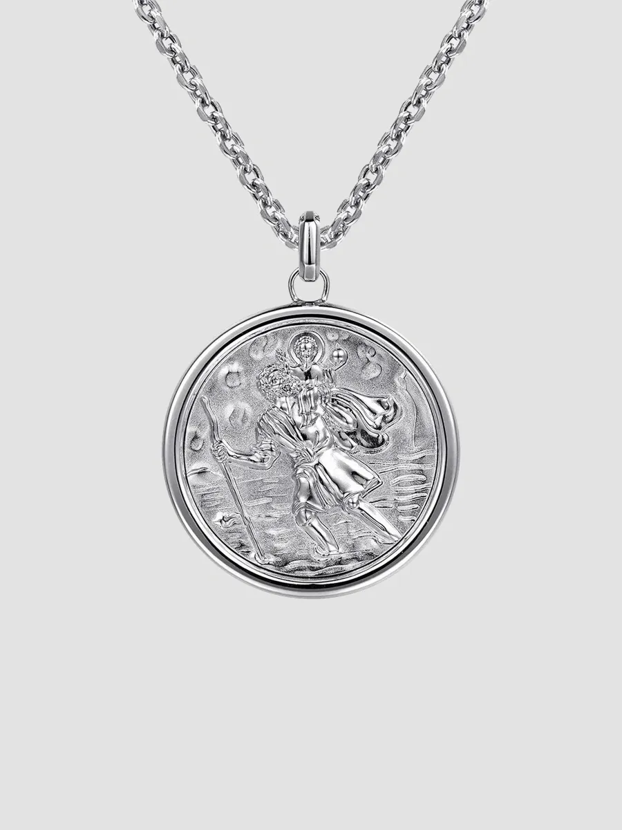 Gabriel & Co Men's Modern Relics Saint Christopher Medallion Necklace | Thumbnail 3