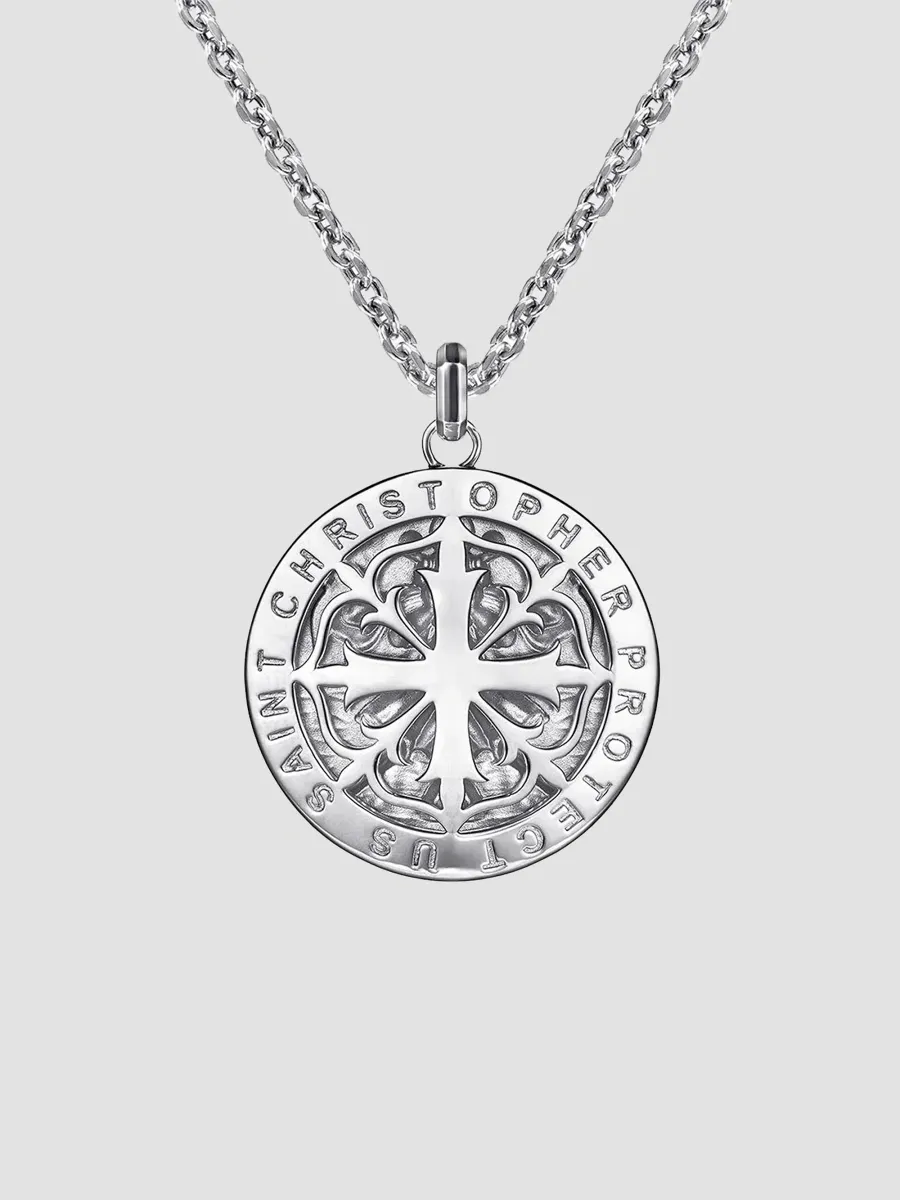 Gabriel & Co Men's Modern Relics Saint Christopher Medallion Necklace | Thumbnail 4