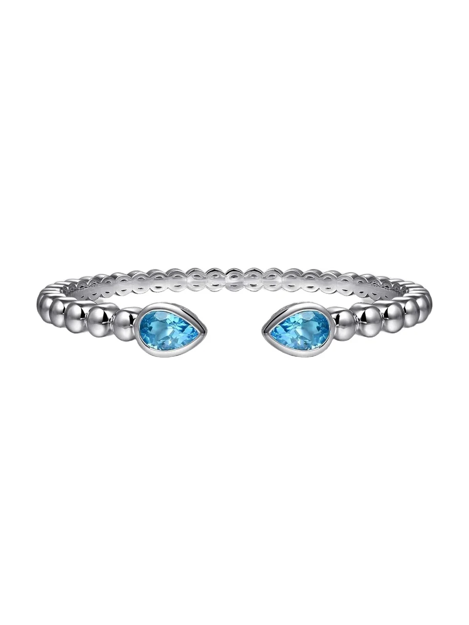 Gabriel & Co Women's Bujukan Sterling Silver & Swiss Blue Topaz Cuff/5.75"