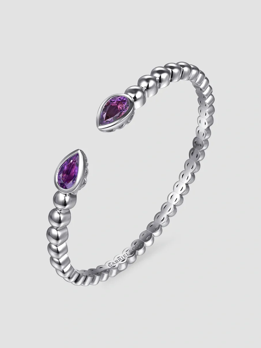 Gabriel & Co Women's Bujukan Sterling Silver & Amethyst Beaded Cuff/6" | Thumbnail 2 Gabriel & Co Women's Bujukan Sterling Silver & Amethyst Beaded Cuff/6" | Thumbnail 2
