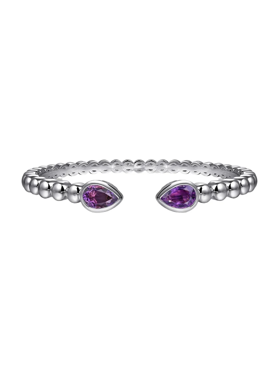 Women's Bujukan Sterling Silver & Amethyst Beaded Cuff/6"