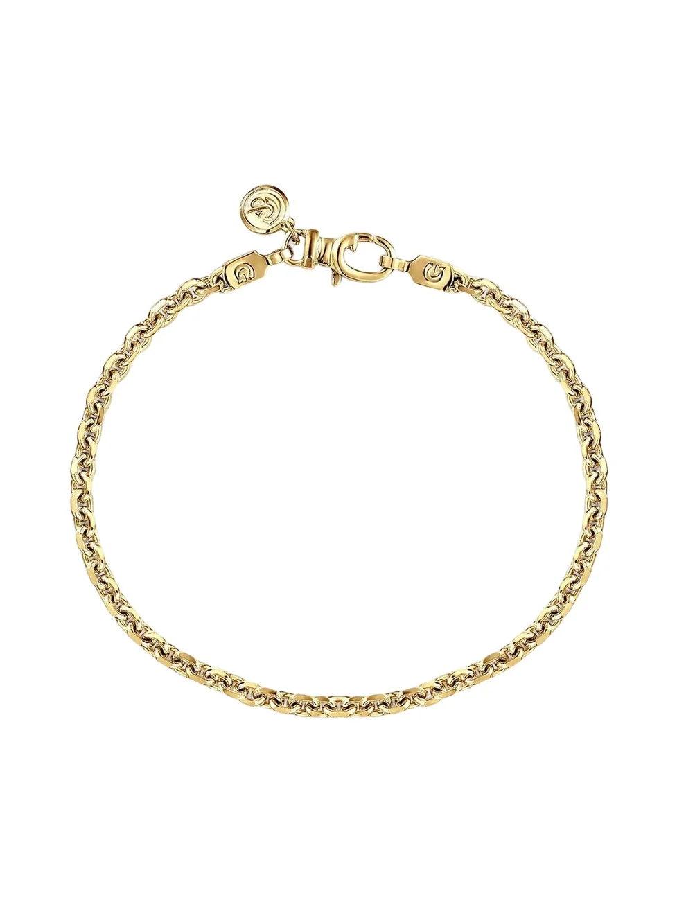 Gabriel & Co Men's Classic 14K Yellow Gold Faceted Oval-Link Chain Bracelet/4MM
