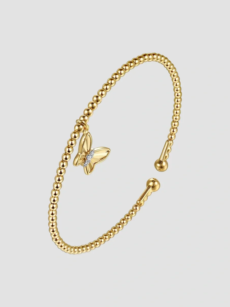 Gabriel & Co Women's 14K Yellow Gold & 0.03 TCW Diamond Beaded Cuff | Thumbnail 2 Gabriel & Co Women's 14K Yellow Gold & 0.03 TCW Diamond Beaded Cuff | Thumbnail 2