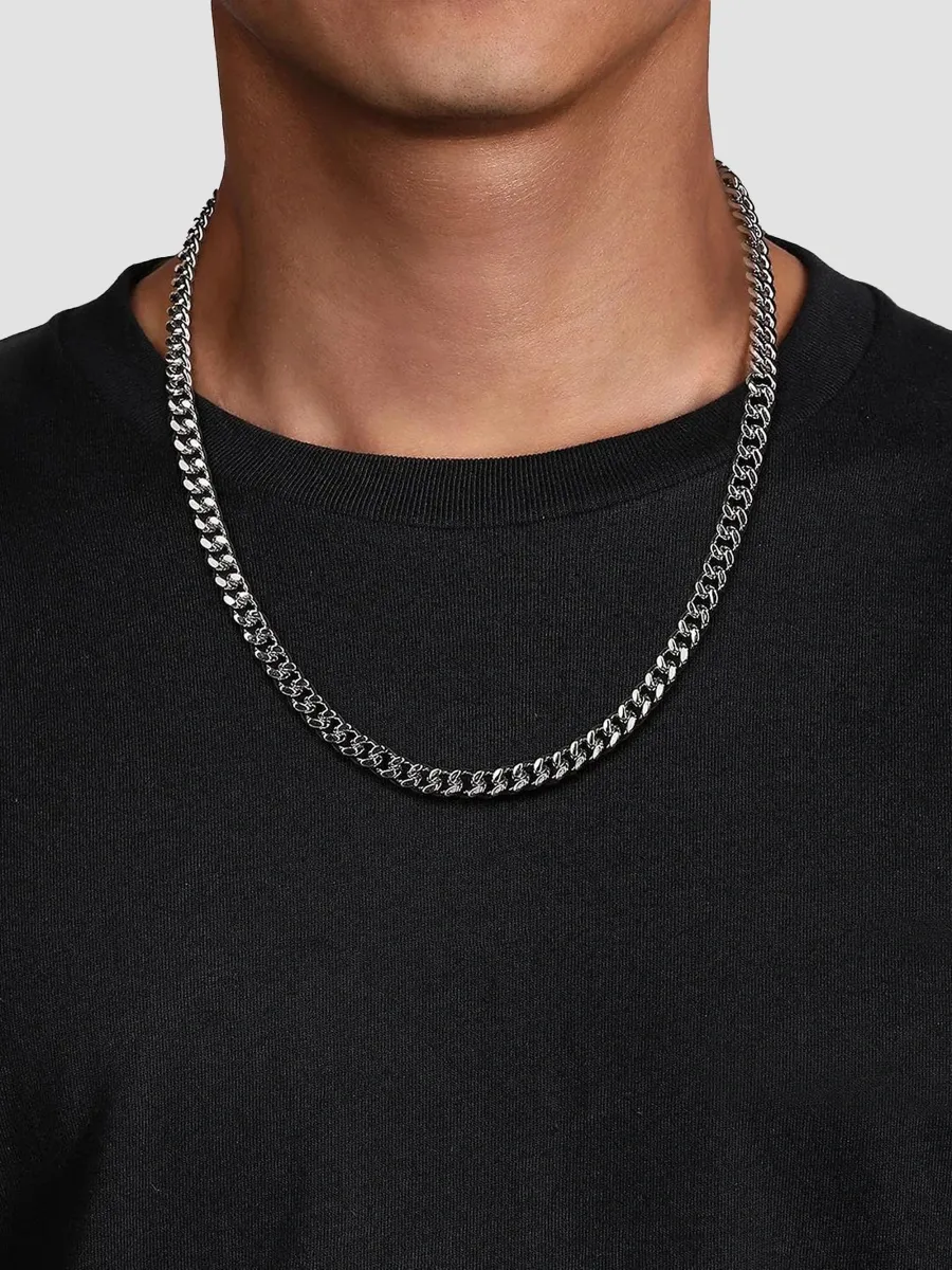 Gabriel & Co Men's Classic Sterling Silver Cuban Chain Necklace/7MM | Thumbnail 2 Gabriel & Co Men's Classic Sterling Silver Cuban Chain Necklace/7MM | Thumbnail 2