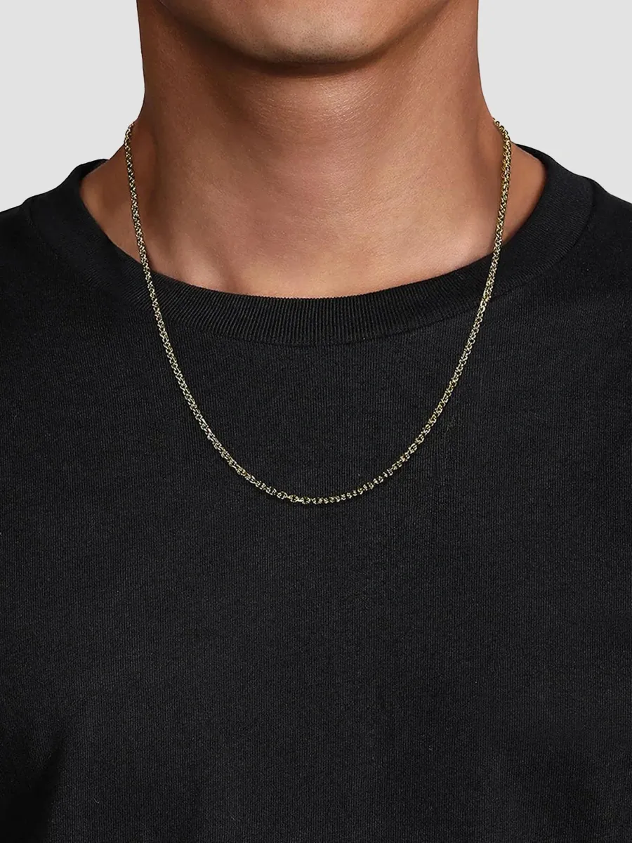 Gabriel & Co Men's Classic 14K Yellow Gold Faceted Oval-Link Chain Necklace/2.85MM | Thumbnail 2 Gabriel & Co Men's Classic 14K Yellow Gold Faceted Oval-Link Chain Necklace/2.85MM | Thumbnail 2