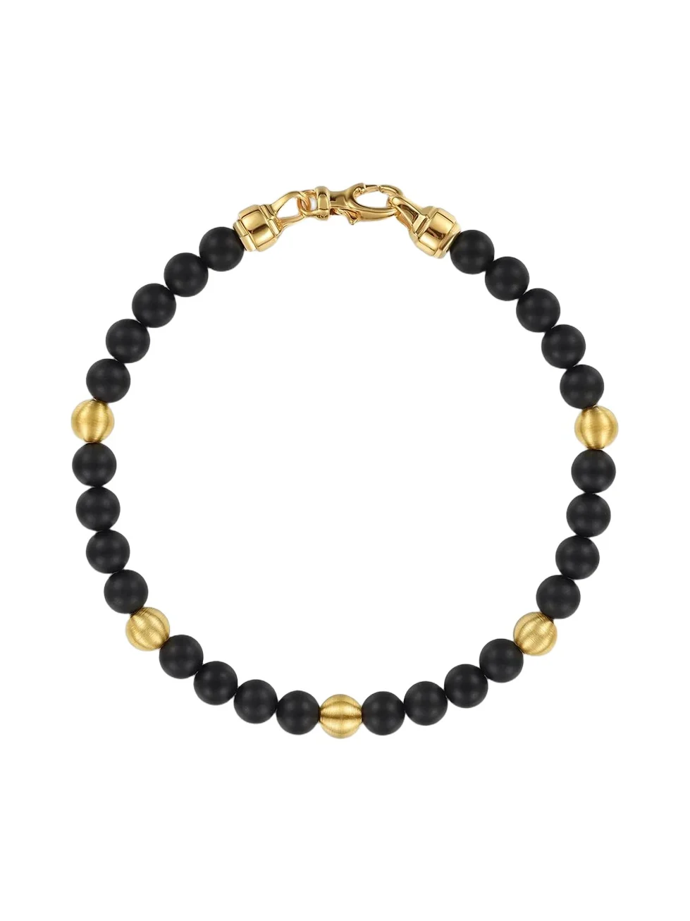 Gabriel & Co Men's Bujukan Black Titanium & 14K Yellow Gold Beaded Bracelet