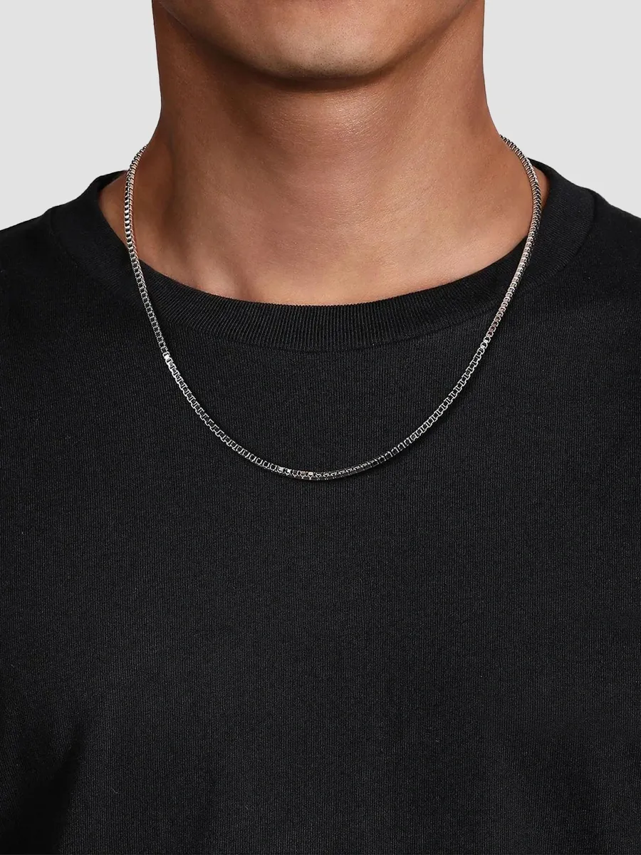 Gabriel & Co Men's Classic Sterling Silver Box Chain Necklace/2.5MM | Thumbnail 2