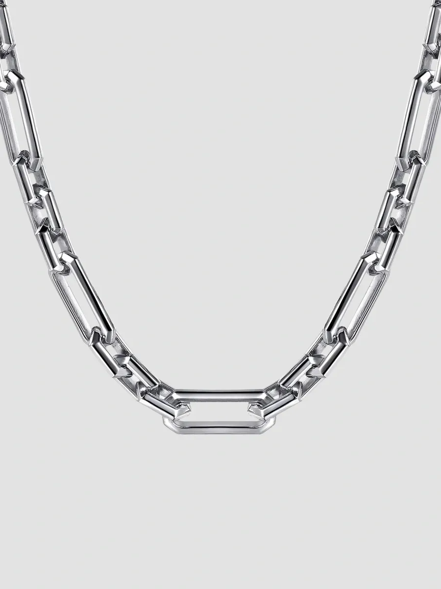 Gabriel & Co Men's Classic Sterling Silver Faceted Oval-Link Chain Necklace/5.5MM | Thumbnail 3 Gabriel & Co Men's Classic Sterling Silver Faceted Oval-Link Chain Necklace/5.5MM | Thumbnail 3