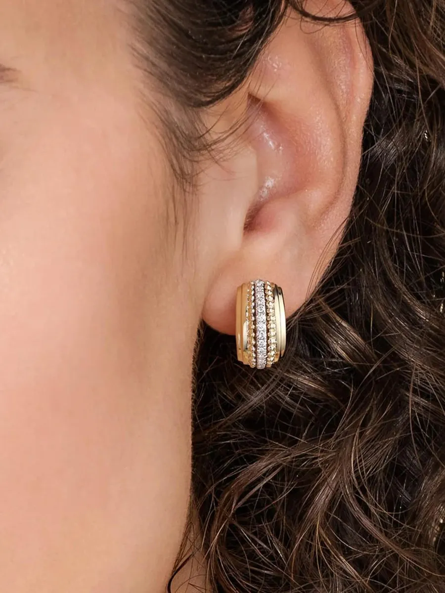 Gabriel & Co Women's Bujukan Two-Tone 14K Gold & 0.20 TCW Diamond Hoop Earrings | Thumbnail 2 Gabriel & Co Women's Bujukan Two-Tone 14K Gold & 0.20 TCW Diamond Hoop Earrings | Thumbnail 2