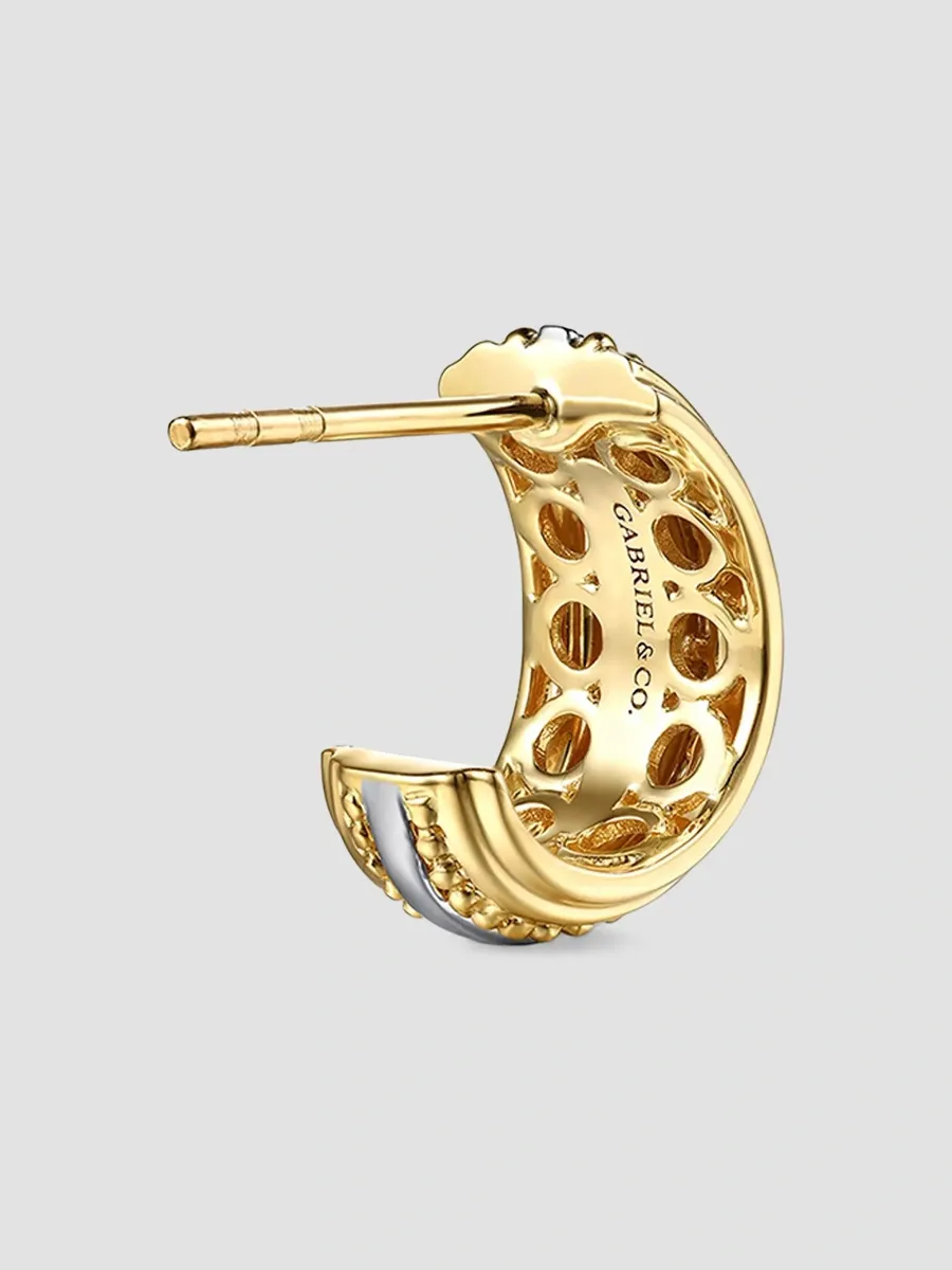Gabriel & Co Women's Bujukan Two-Tone 14K Gold & 0.20 TCW Diamond Hoop Earrings | Thumbnail 3 Gabriel & Co Women's Bujukan Two-Tone 14K Gold & 0.20 TCW Diamond Hoop Earrings | Thumbnail 3