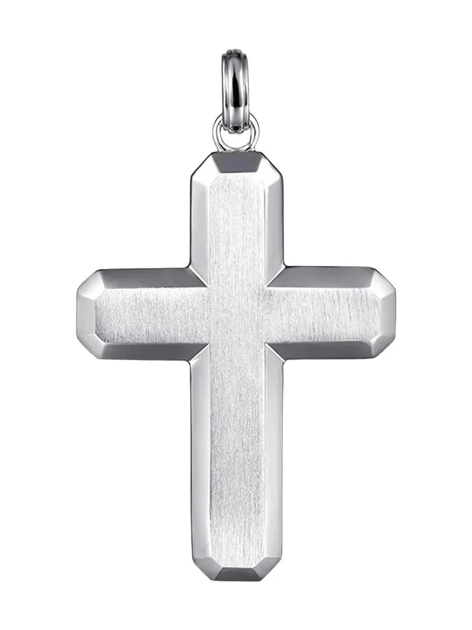 Gabriel & Co Men's Contemporary Sterling Silver Cross Pendant