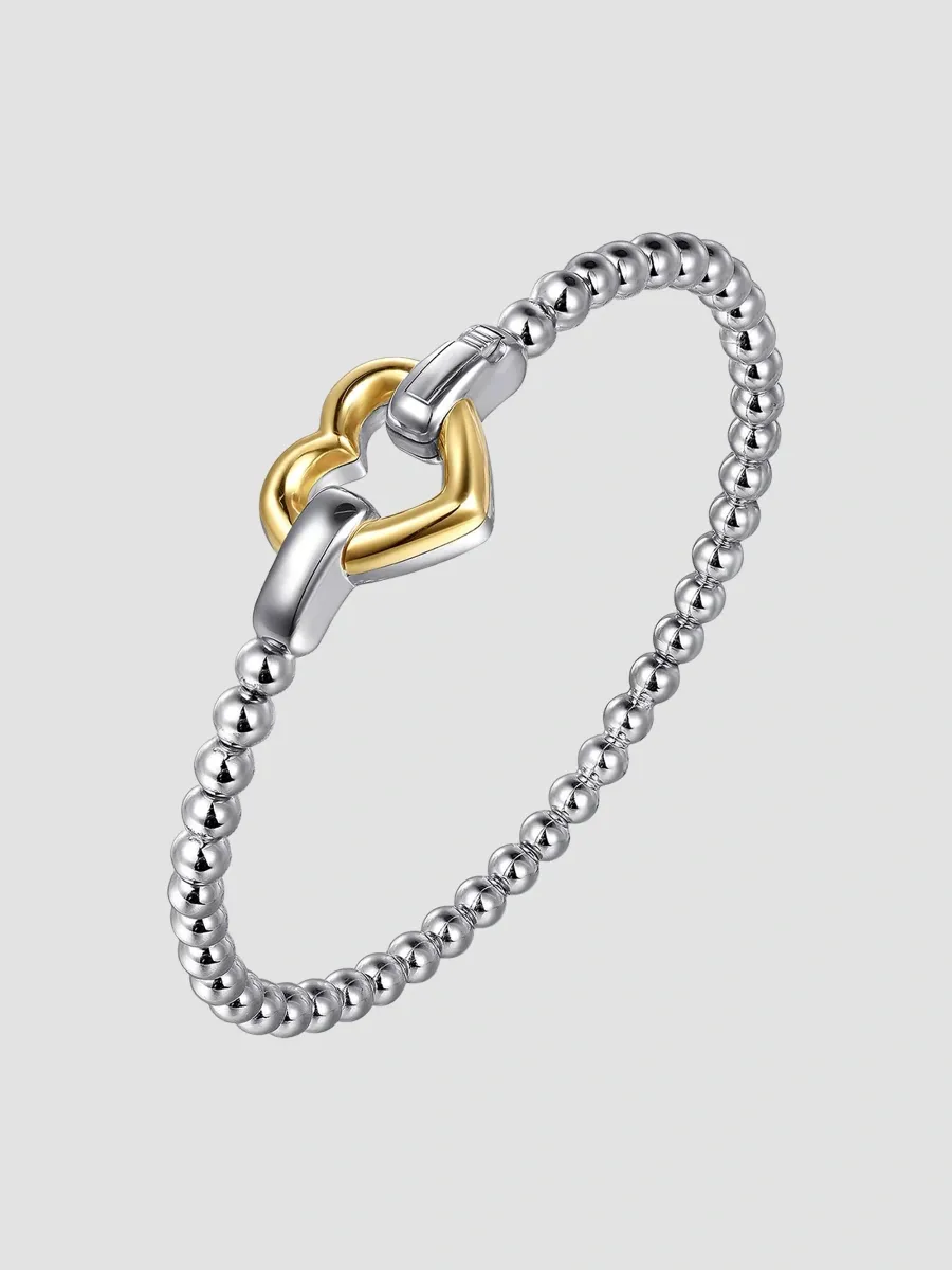 Gabriel & Co Women's Sterling Silver & 14K Yellow Gold Beaded Heart Bracelet | Thumbnail 3 Gabriel & Co Women's Sterling Silver & 14K Yellow Gold Beaded Heart Bracelet | Thumbnail 3
