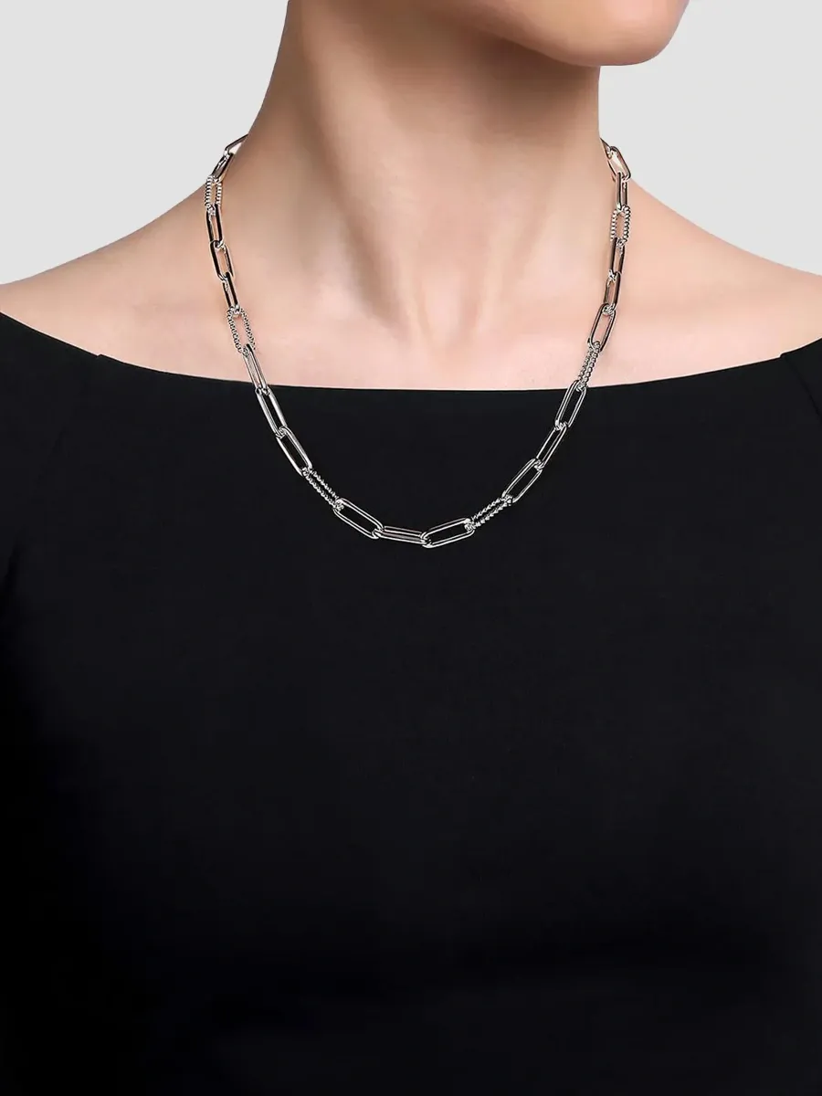 Gabriel & Co Women's Bujukan Sterling Silver Paper-Clip Link Necklace | Thumbnail 2 Gabriel & Co Women's Bujukan Sterling Silver Paper-Clip Link Necklace | Thumbnail 2
